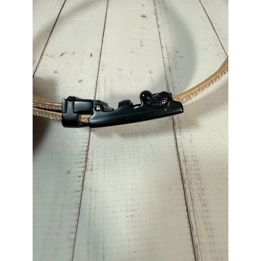 Mission Belt Mens Tan Nylon Ratchet Belt Black Buckle Topographic Map 42 Inch